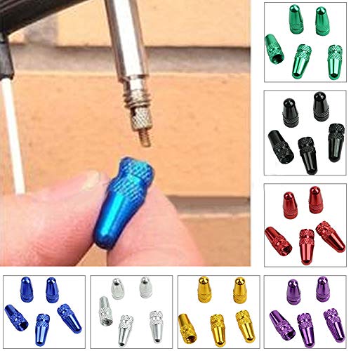 tyrrdtrd 5 tapones de válvula de aire presta para bicicleta, bicicleta Fixie MTB llanta neumático vástago válvula de aire tapas de polvo herramienta de cubierta de oro