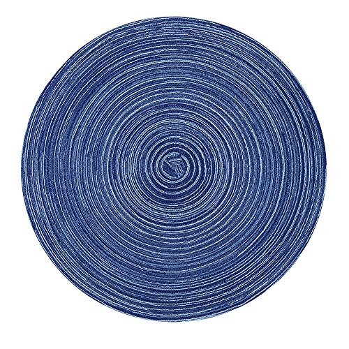 U'Artlines Juego de 6 manteles Individuales de Hilo de Algodón Trenzado 35cm Redondo(6,Azul)