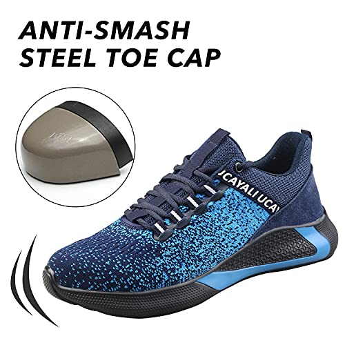UCAYALI Zapatos de Seguridad con Punta de Acero para Hombre Zapatillas de Trabajo Puntera Reforzada Calzado de Protección Industria Construcción - Cómodos Ligeros y Antideslizantes(Azul, 46)