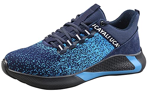 UCAYALI Zapatos de Seguridad con Punta de Acero para Hombre Zapatillas de Trabajo Puntera Reforzada Calzado de Protección Industria Construcción - Cómodos Ligeros y Antideslizantes(Azul, 46)