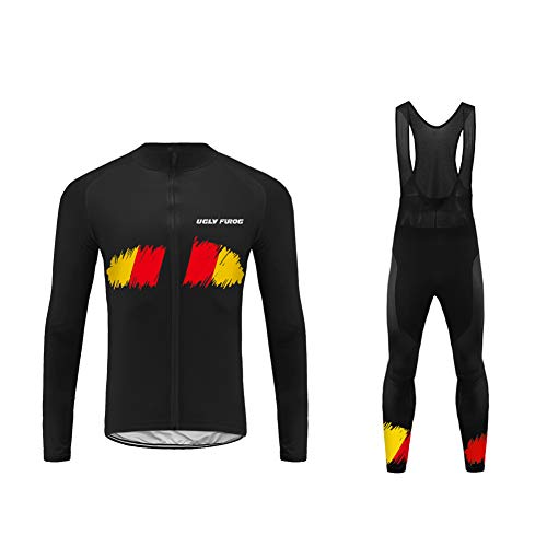 UGLY FROG 2020-2021 MTB Nuevo De Invierno Mantener Caliente Hombre Manga Larga Maillot Ciclismo +Bib Pantalones Sets with Gel Pad Winter(Dos Piezas)