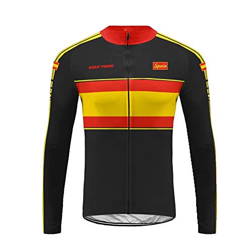 UGLY FROG Moda Paño Grueso y Suave del Invierno Hombre, Maillot Cortavientos de Ciclismo en Carretera, Jersey de Manga Larga Selección Española GQX06