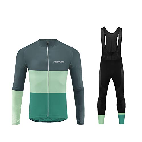 Uglyfrog Ropa Ciclismo Hombre Invierno Chaqueta de Ciclismo de Manga Larga+Pantalones de Acolchado 3D para Hombres de Invierno Conjunto de Ropa de Ciclismo de Lana Térmica HSuitZR09