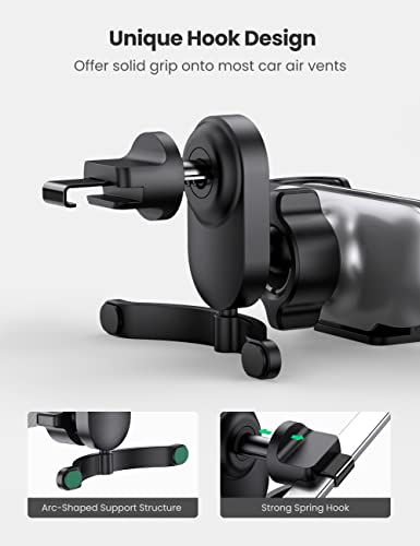 UGREEN Soporte Móvil Coche Rejillas, Soporte Teléfono Móvil Coche Ventilación Automático Car Holder Ajustable por Gravedad Compatible con iPhone 13 12, Galaxy S21/ Note 20/ S9/S8, Redmi Note 10 9 Pro