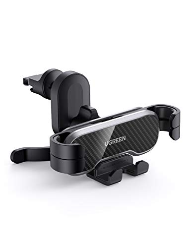 UGREEN Soporte Móvil Coche Rejillas, Soporte Teléfono Móvil Coche Ventilación Automático Car Holder Ajustable por Gravedad Compatible con iPhone 13 12, Galaxy S21/ Note 20/ S9/S8, Redmi Note 10 9 Pro