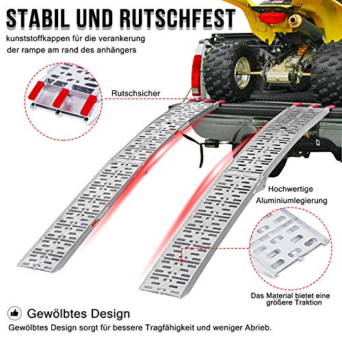 UISEBRT 2 rampas plegables de 680 kg – Rampa de carga de aluminio para remolque, moto, caravana, coche (2 rampas plegables – B)