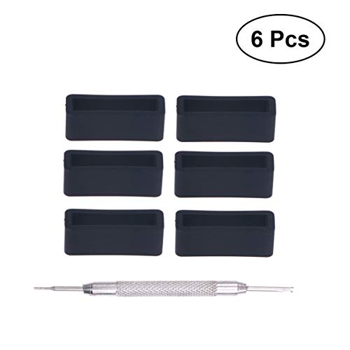 UKCOCO 6 PCS 22mm Silicona de Repuesto Correa de Reloj Correas con Herramienta de reparación (Negro)