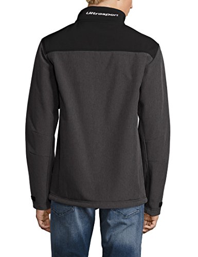 Ultrasport Advanced Chaqueta softshell Tino para hombre con forro de felpa, Gris Mezcla/Negro, M