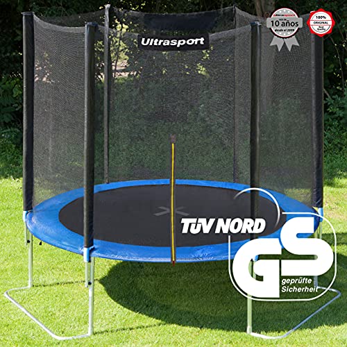 Ultrasport Cama elástica de Jardín, Set con Superficie de Salto, Red de Seguridad, Postes Acolchados y Cubierta del Borde, Resistente a la Intemperi, Unisex,Springs o sistema de cuerdas elástico