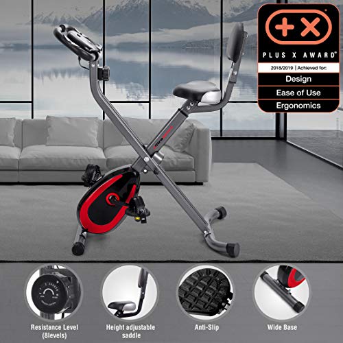 Ultrasport F-Bike 300B Bicicleta estática Plegable, Ordenador y App, con Respaldo & App, Unisex, Gris Oscuro/Negro