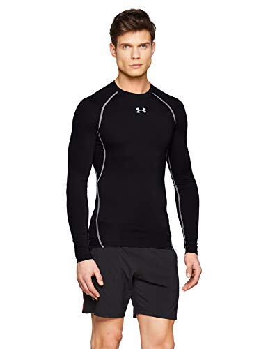 Under Armour UA Heatgear Long Sleeve Camiseta de Manga Larga, Hombre, Negro (Black/Steel), S