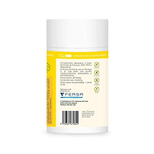 Único Aceite de Krill Puro + EPA/DHA + Astaxantina Bioasimilado | Regula los niveles de colesterol y triglicéridos | Acción cardio-protectora, antioxidante y antiinflamatoria | 60 cápsulas blandas.