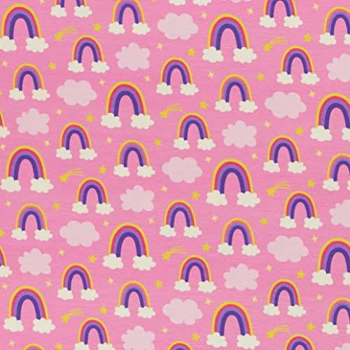 Unicornio Rainbow Jersey Telas - a partir de 0,5 m - de Swaffing - 100% algodón (Rainbow Pink SWAJ78)