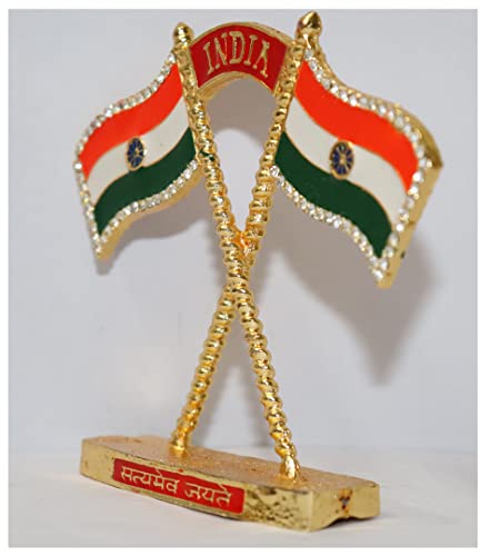 Universal Hub Bandera India Metal Banderas Nacionales Centro de Mesa Decorativo Showpiece Coche Tablero Estatua para Escritorio, Decoración de Mesa Regalos