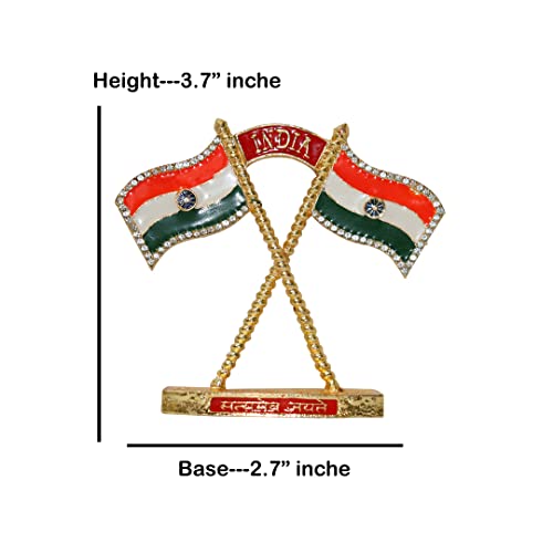 Universal Hub Bandera India Metal Banderas Nacionales Centro de Mesa Decorativo Showpiece Coche Tablero Estatua para Escritorio, Decoración de Mesa Regalos