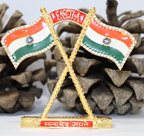 Universal Hub Bandera India Metal Banderas Nacionales Centro de Mesa Decorativo Showpiece Coche Tablero Estatua para Escritorio, Decoración de Mesa Regalos