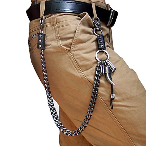 UOOOM Hombres Moda Punk Hip-hop Pantalones Pantalones Llavero Rock No-Mainstream Cintura Cartera Cadena (PK6001)