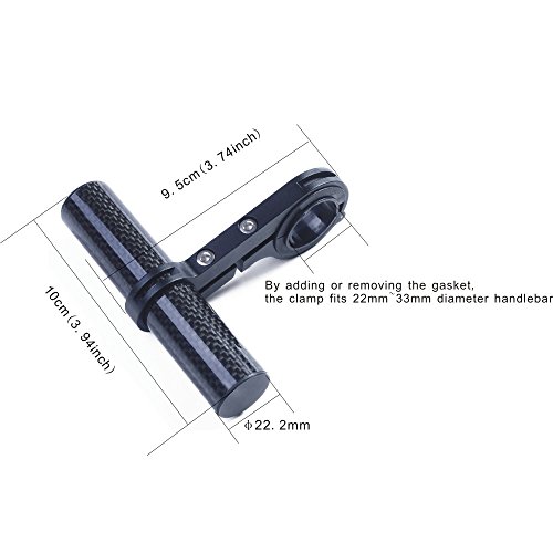 UPANBIKE Bicicleta Manillar Extensor Fibra de Carbon Aleación de Aluminio Abrazadera para Bicicleta velocímetro luz(una abrazadera/10cm,Rojo)