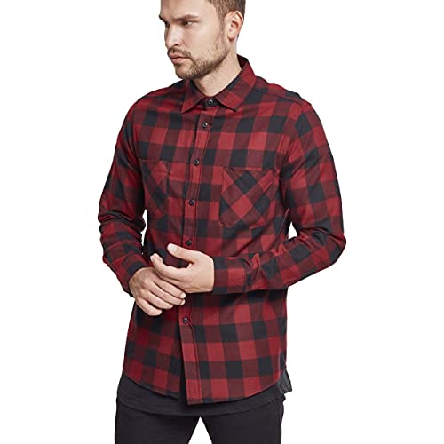 Urban Classics Checked Flanell Shirt - Camisa, color negro / rojo, talla S
