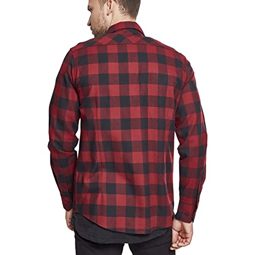 Urban Classics Checked Flanell Shirt - Camisa, color negro / rojo, talla S