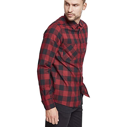Urban Classics Checked Flanell Shirt - Camisa, color negro / rojo, talla S