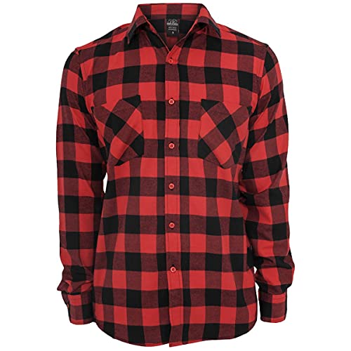 Urban Classics Checked Flanell Shirt - Camisa, color negro / rojo, talla S