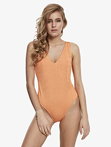 Urban Classics Crinkle High Leg Bañador, Naranja (Papaya), XS para Mujer