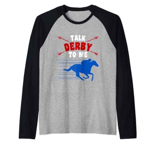 USA Flag Horse Derby Day Race Racing Riding Jockey Owner Camiseta Manga Raglan