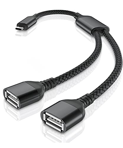 USB-C OTG Splitter Y Cable 0.3M,1 Tipo C Macho a 2 USB Hembra Convertidor,Adaptador Dividido Concentrador Extensor Puerto USB Doble para MacBook Pro,iPad Air 4,Samsung Galaxy S21 S20 Fe Ultra Note 10