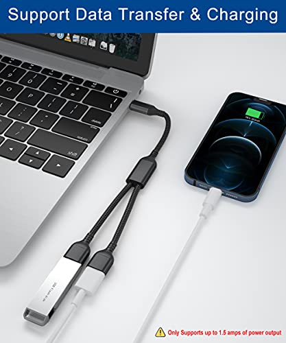 USB-C OTG Splitter Y Cable 0.3M,1 Tipo C Macho a 2 USB Hembra Convertidor,Adaptador Dividido Concentrador Extensor Puerto USB Doble para MacBook Pro,iPad Air 4,Samsung Galaxy S21 S20 Fe Ultra Note 10