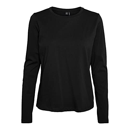 Vero Moda Vmpaula L/S T-Shirt Noos Camiseta, Negro, L para Mujer