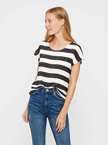 Vero Moda Vmwide Stripe S/l Top Noos Camiseta, Schwarze Und Weiße Streifen, Mujer