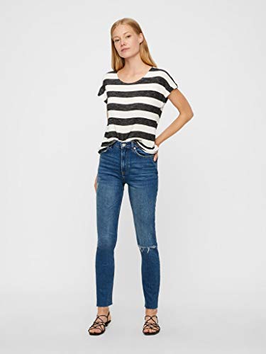 Vero Moda Vmwide Stripe S/l Top Noos Camiseta, Schwarze Und Weiße Streifen, Mujer