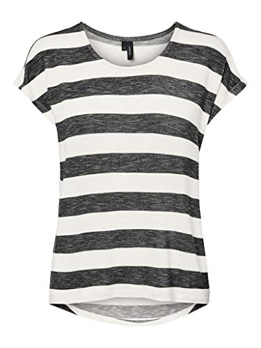 Vero Moda Vmwide Stripe S/l Top Noos Camiseta, Schwarze Und Weiße Streifen, Mujer