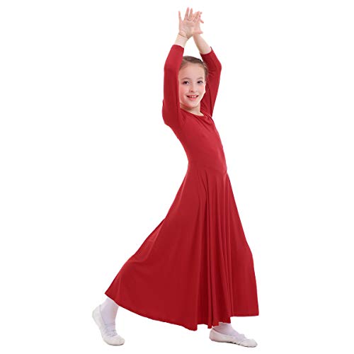 Vestidos Mujer Casual Litúrgico Manga Larga Leotardo Gimnasia Vestido de Ballet Flamenco Maillot Niña Rojo 3-4 Años