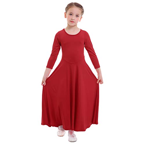 Vestidos Mujer Casual Litúrgico Manga Larga Leotardo Gimnasia Vestido de Ballet Flamenco Maillot Niña Rojo 3-4 Años