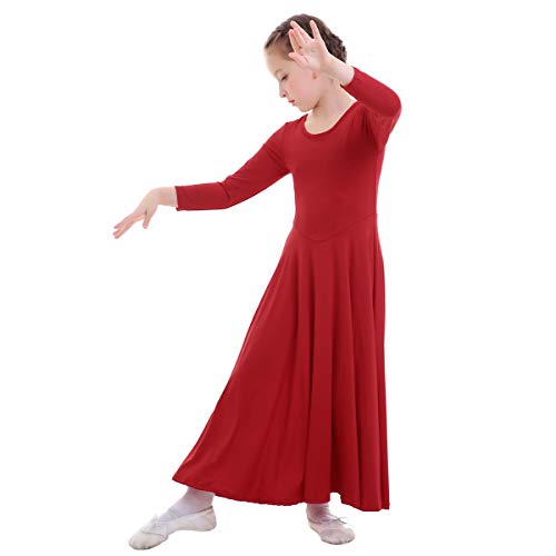 Vestidos Mujer Casual Litúrgico Manga Larga Leotardo Gimnasia Vestido de Ballet Flamenco Maillot Niña Rojo 3-4 Años