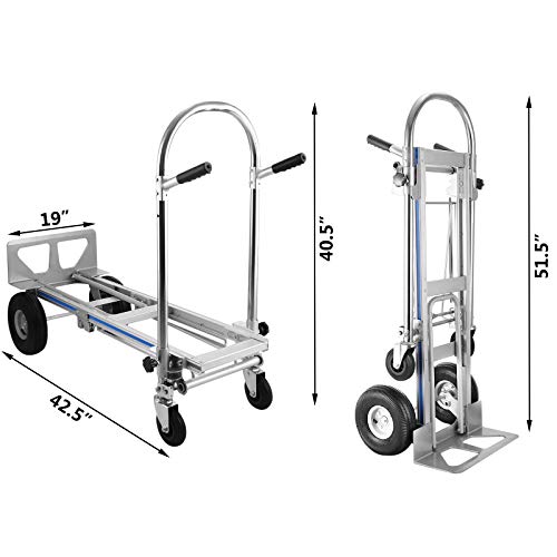 VEVOR 3 en 1 Carretilla de Mano con 2 o 4 Ruedas Carro de Transporte Apilable (350 KG)