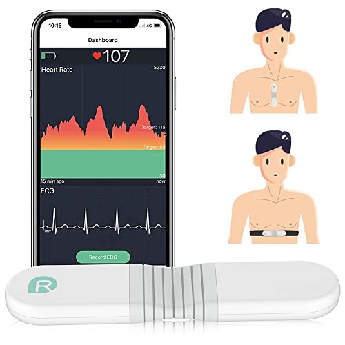 ViATOM Monitor de Ritmo Cardíaco Cinturón Torácico, Bluetooth ANT+, Monitor de ECG con Cojinetes de Ejercicio, Se Puede Usar sin Cables, Registrador de Frecuencia Cardíaca con la Alarma de Vibración