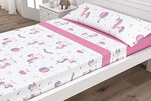 Victorio & Lucchino Juego de sábanas Infantiles coralina - Modelo Unicornio (Rosa, 105 cm)