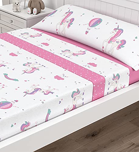 Victorio & Lucchino Juego de sábanas Infantiles coralina - Modelo Unicornio (Rosa, 105 cm)