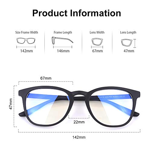 Vimbloom Gafas Luz Azul, Gafas de Ordenador, Antifatiga Gafas Anti-Azules de Gaming Lentes Transparente, Gafas con Filtro de Luz Azul Bloqueo para Hombre y Mujer VI387