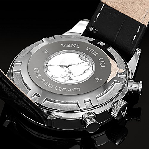 Vincero Reloj de pulsera para hombre Luxury Chrono S, cronógrafo, correa de acero de 43 mm, mecanismo de cuarzo japonés., Acero negro y plateado, 43mm, Pulsera