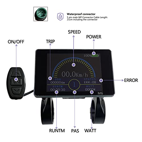 VINGVO Medidor de Pantalla LCD, Controlador de Bicicleta de Carcasa de Plástico Transparente Protector Estable de Registro en Tiempo Real Potente para Bicicleta Eléctrica