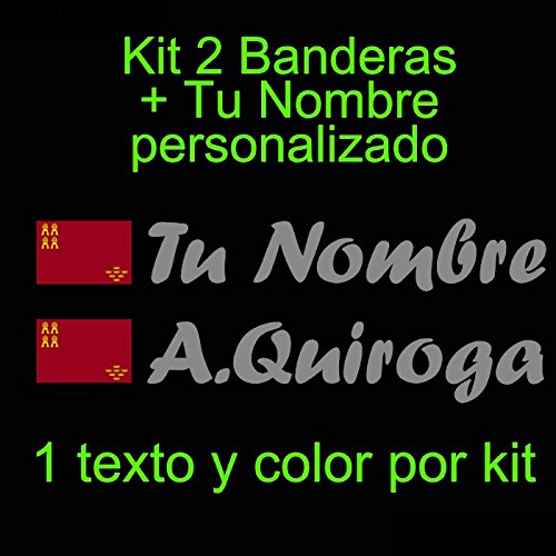 Vinilin - Pegatina Vinilo Bandera Murcia + tu Nombre - Bici, Casco, Pala De Padel, Monopatin, Coche, etc. Kit de Dos Vinilos (Gris Oscuro)