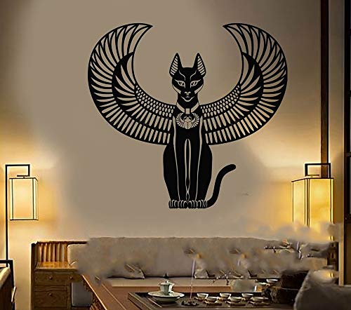 Vinilo adhesivo para pared calcomanía decoración del dormitorio Antiguo Egipto gato diosa egipcia pegatina de pared Mural A8 45x42 cm