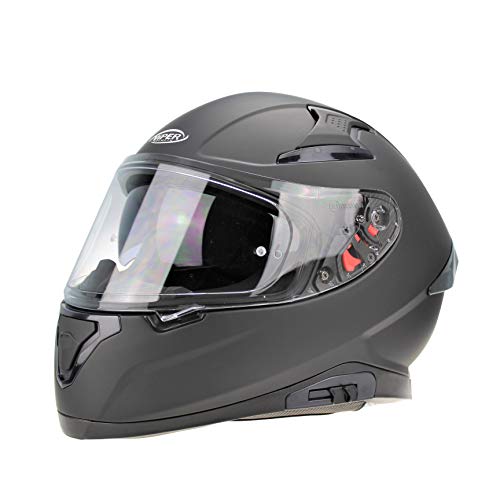 Viper RSV95 - Casco completo para motocicleta, color negro mate, para carreras y Touring ECE ACU, certificado para montar en bicicleta (XS (53-54 cm)