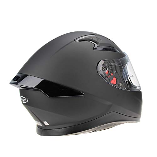 Viper RSV95 - Casco completo para motocicleta, color negro mate, para carreras y Touring ECE ACU, certificado para montar en bicicleta (XS (53-54 cm)