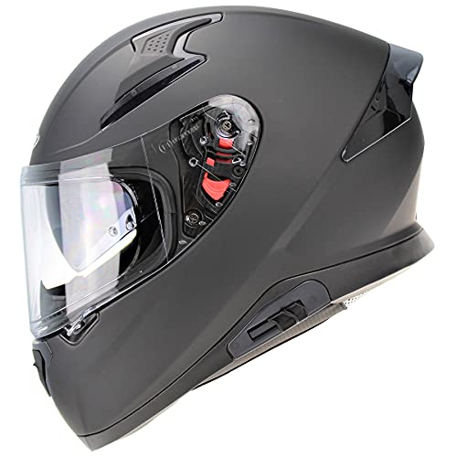 Viper RSV95 - Casco completo para motocicleta, color negro mate, para carreras y Touring ECE ACU, certificado para montar en bicicleta (XS (53-54 cm)