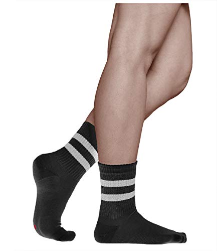 vitsocks Calcetines BAMBÚ Retro Deporte Extra Suave Mujer (3 PARES) Anti-Ampollas Tenis, 2x blanco 1x negro, 35-38